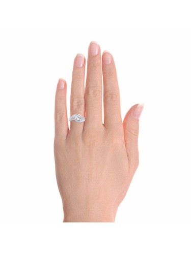 Rylos 14k White Gold Ring White Topaz & Diamond 7X5MM Gemstone April Birthstone - Picture 2 of 3