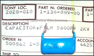 4 PCs NEW Sony 1-136-089-00 Booster HV Capacitor 5600pF 2KV Trinitron CRT TV