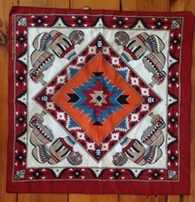 Vintage 80s 90s Southwestern Vases Cotton Poly Blend USA Made Bandana 20.5"