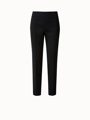 $995 AKRIS Melissa Side Zip Slim Leg Double Face Wool Pants 8 Black Italy Fabric