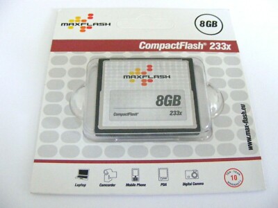 8GB Compact Flash Card 233x ( 8 GB CF Karte ) MAXFLASH Neu