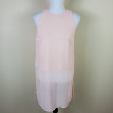 Guess Womens Top S Light Pink Isabelle Sheer Overlay Tunic Shirt Sleeveless New