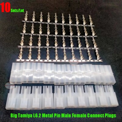 10Sets RC DIY Big Tamiya L6.2 Metal Pin Male Female Adapter Connect Plug Airsoft