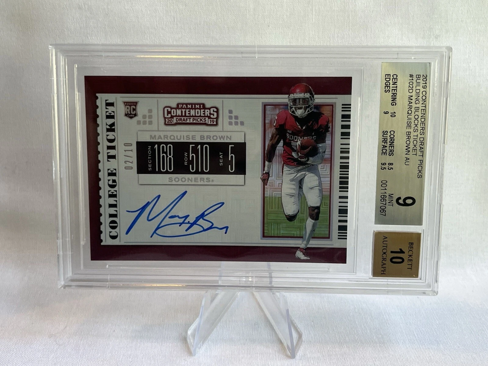 Marquise Brown Panini Contenders Draft Picks Game Day Ticket #2 Building Blocks