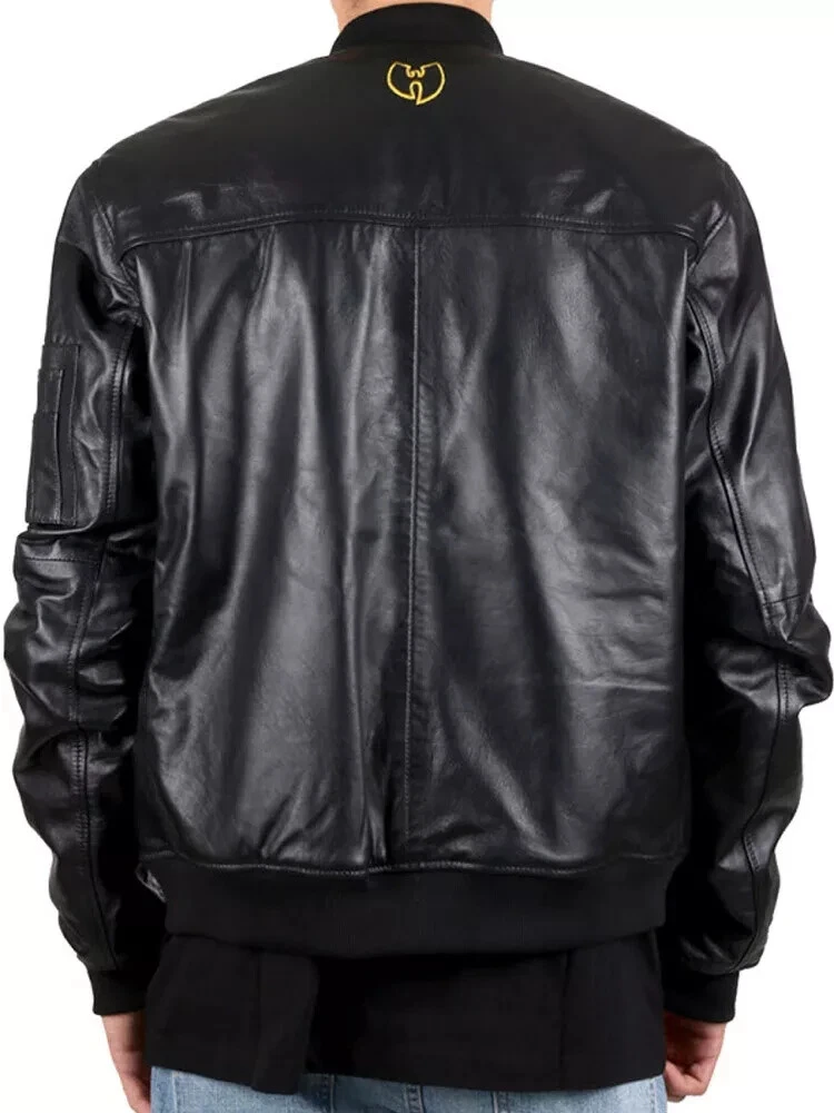Wu Tang Black Leather Jacket Bomber Jacket image 4