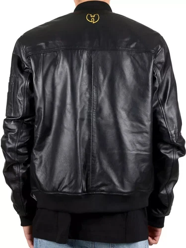 Wu Tang Black Leather Jacket Bomber Jacket image 4