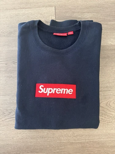 Sweat col rond FW15 SUPREME BOX LOGO BLEU MARINE TAILLE XL Large 2015
