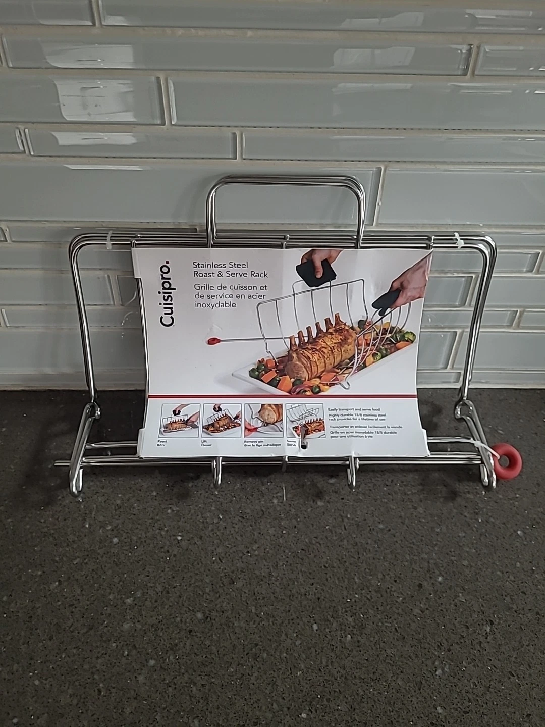 NWT Cuisipro Stainless Steel Surface Roast & Serve Roasting Rack Folds to Store
