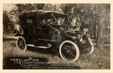 Wright Stanley Steamer Ad Selling Automobiles Iowa 1914 RPPC Postcard COPY