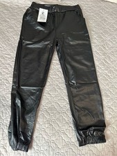Black Faux Leather Jogger Pants New Size S/M