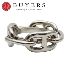 Hermes Scarf Ring Chaine Ancre Silver Plated Used Jewelry