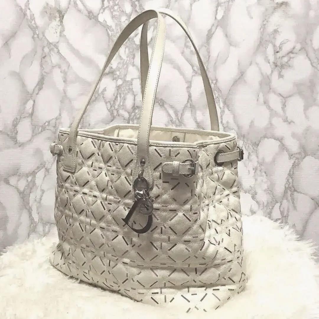 Christian Dior Lady Handbag Rare Design Vintage Genuine Leather Bag