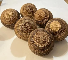 Woven Bamboo Wicker Balls Rattan Rustic Natural Twig Decor Boho Set Of 6 4”x4”