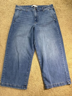 Ella Moss Jeans Women 14 Hi-Rise Baggy Medium Wash Denim Slash Pockets Designer
