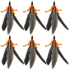 Cat Feather Toys Refill, 6 Pieces Cat Wand Attachments Da Bird Feathers Toy