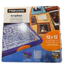 Fiskars 12x12 ScrapBoss Embossing System Tray, Stencil Set, Styli, Booklet Case