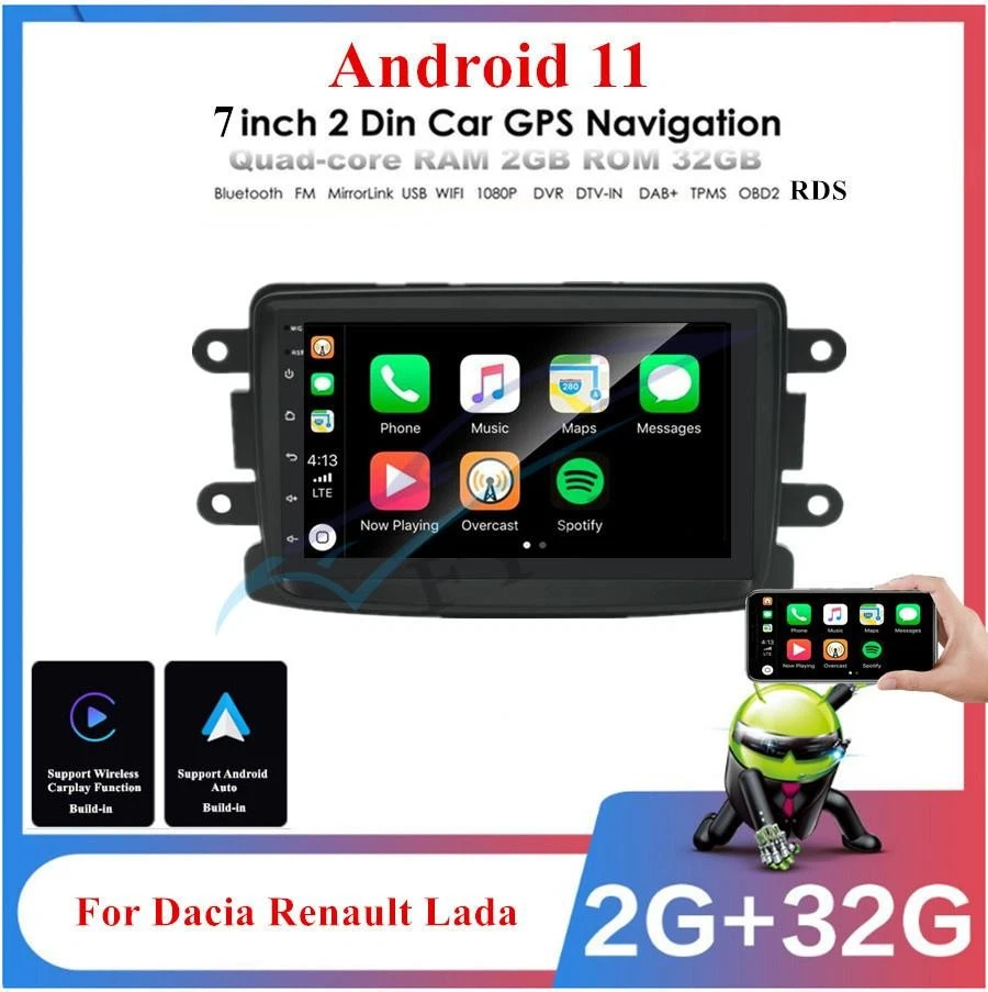 7" Car Stereo Radio GPS Navi WiFi 2+32GB Support For Dacia Logan Duster Renault - Image 2 of 4