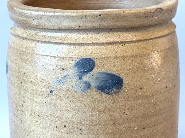 Antigua decoración azul vasija de 1800 inusual tamaño 1 1/2 galón Baltimore Foto 4 de 4