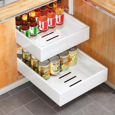 Ausziehbarer Schrank Organizer Ausziehbare Schublade Aufbewahrung für Küche Weiß
