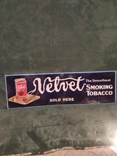 Original 1920s Velvet Tobacco Porcelain Sign