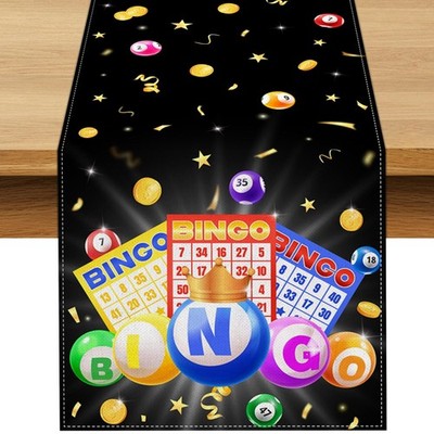 Buxiuer Bingo Night Table Runner Bingo Themed Party Decoration Billiards Winning