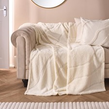OHS Tufted Contour Throw Teddy Fleece Blanket Winter Soft Warm Bedspread