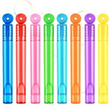 Baegzgx 32 Pcs Mini Bubble Wands,8 Colors Circle Party 4.2 inches, Multicolor