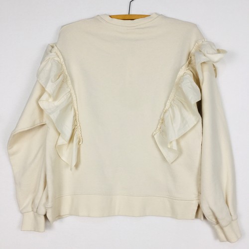 Zara Girls Ruffled Sweatshirt size 11-12 Tan Pullover NEW - Picture 3 of 6