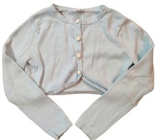 Janie Jack Light Blue Cropped Long Sleeve Sweater Cardigan Size 6