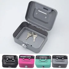 Small Lock Box Metal Cash Box Key Mini Safe Lock Box Steel Stash Box