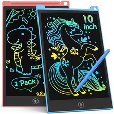 10 Inch 2 Pack LCD Writing Tablet for Kids, Mess Drawing Tablet Colorful Drawing
