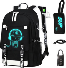 Luminous Travel Backpack Adjustable Waterproof Laptop Backpack w/ Charging Port