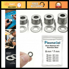 40pc Stainless Steel Shim Washers 5x7mm, 0.1-0.5mm Thickness, M5 ID
