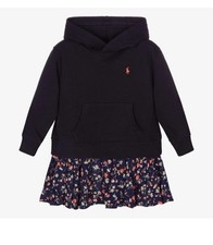 Polo Ralph Lauren Girls' Floral Fleece Hoodie Dress Boston Commons Navy M 8-10