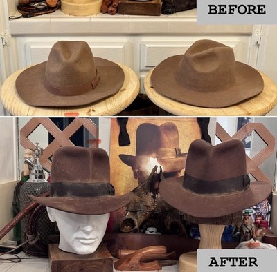 INDIANA JONES 劇中レプリカ ハット INDIANA JONES Hat Reblocking Bashing and Reshaping Service by F&G