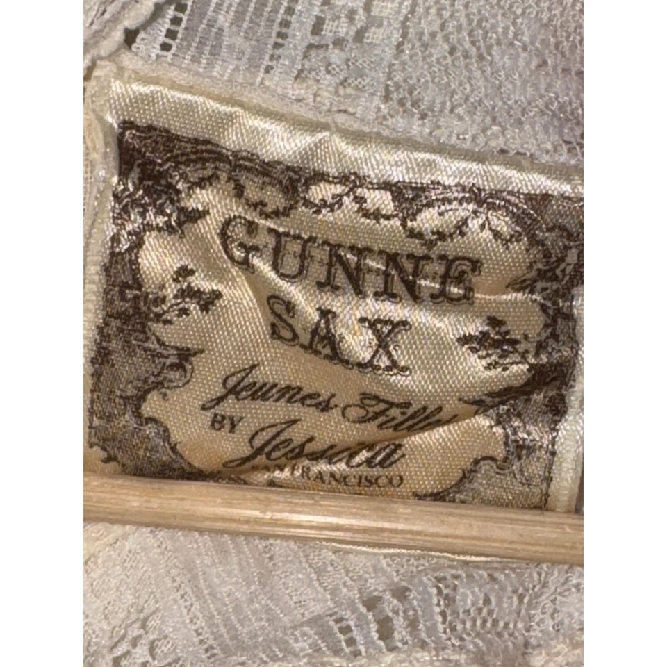 Vintage Gunne Sax Lace Cotton Long Sleeve Blouse Kids Girls Size 6 Small Cream - Image 2 of 4