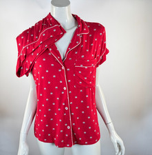 Eberjey 2Pc Gisele Top  Shorts PJ Set Women S EUC Sleepwear Lounge Stretch Red