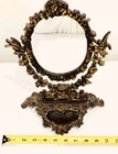 Art Nouveau Cast Iron Swivel Mirror Stand Oval With Trinket Tray Vintage 13x9in — photo 5