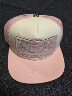 Chrome Hearts Pink/White Mesh Back Trucker Hat Cap One Size Designer