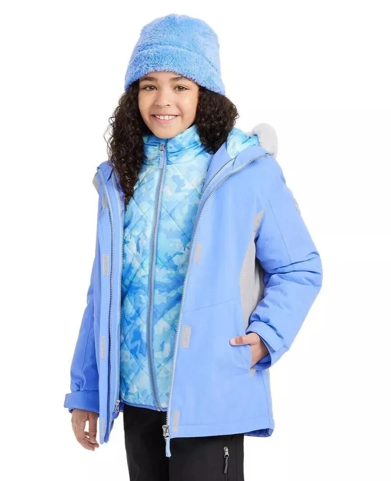 NUEVO CON ETIQUETAS GERRY Juvenil~Niñas 3 en 1 Sistemas Chaqueta Cielo y Chaleco Gris~Sombrero~Abrigo Talla L 14/16 Foto 2 de 4