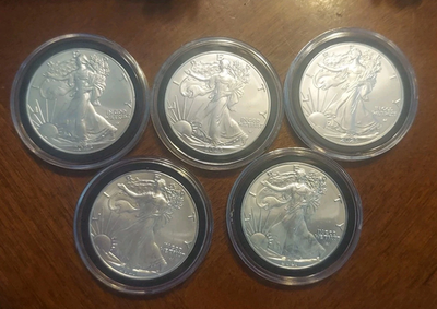 #ad #ad 2023 lot 5 American Silver Eagle 1 Troy Oz .999 Fine Silver Coin $68.99