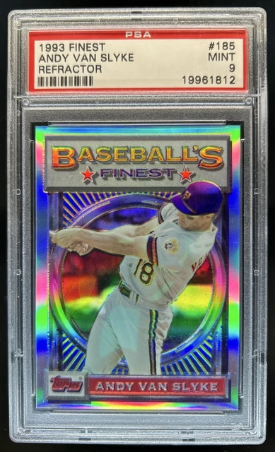 1993 Topps Finest Andy Van Slyke Refractor #185 Pirates PSA 9