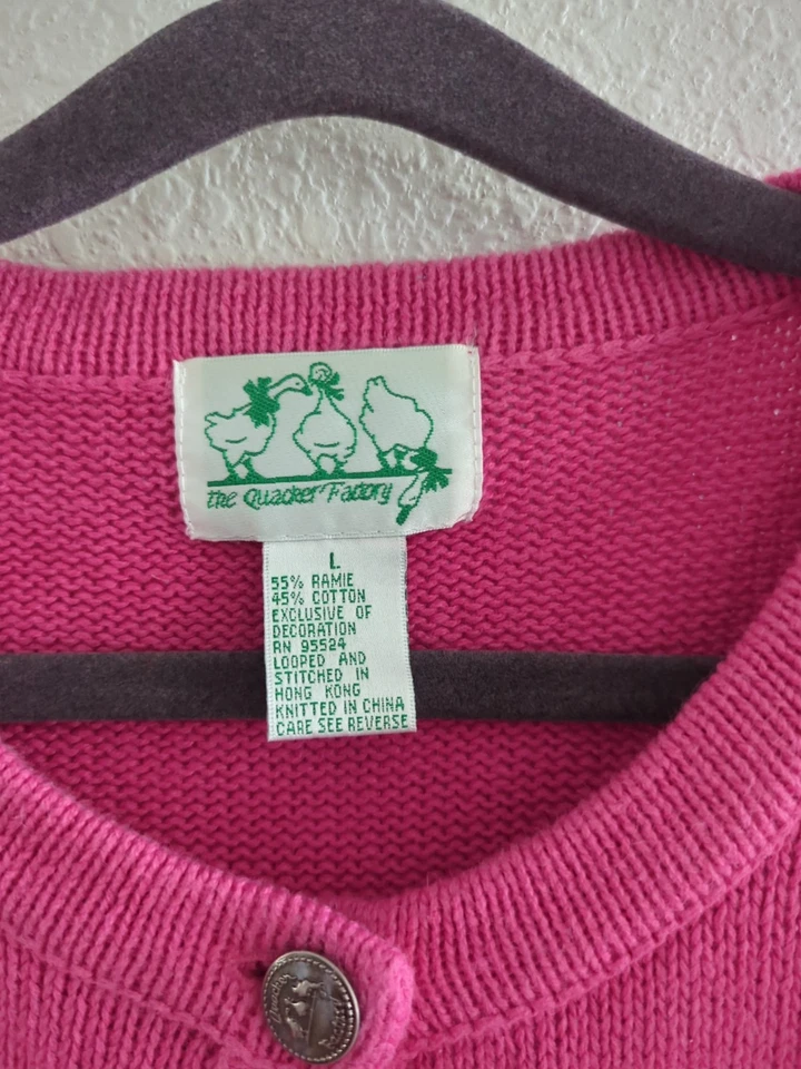 Quacker Factory Sweater w/Butterflies Cardigan Women's Size Large Pink  - Image 2 of 4