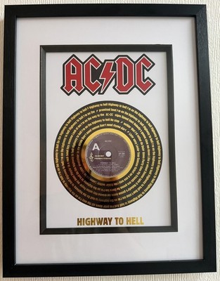 Framed Gold Foiled Art Print Record Lyrics AC/DC - Highway To Hell