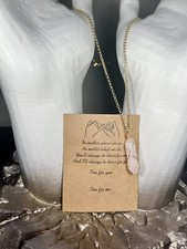 Rose Quartz Crystal Gemstone Hexagonal Chakra Pendulum Stone Pendant Necklace