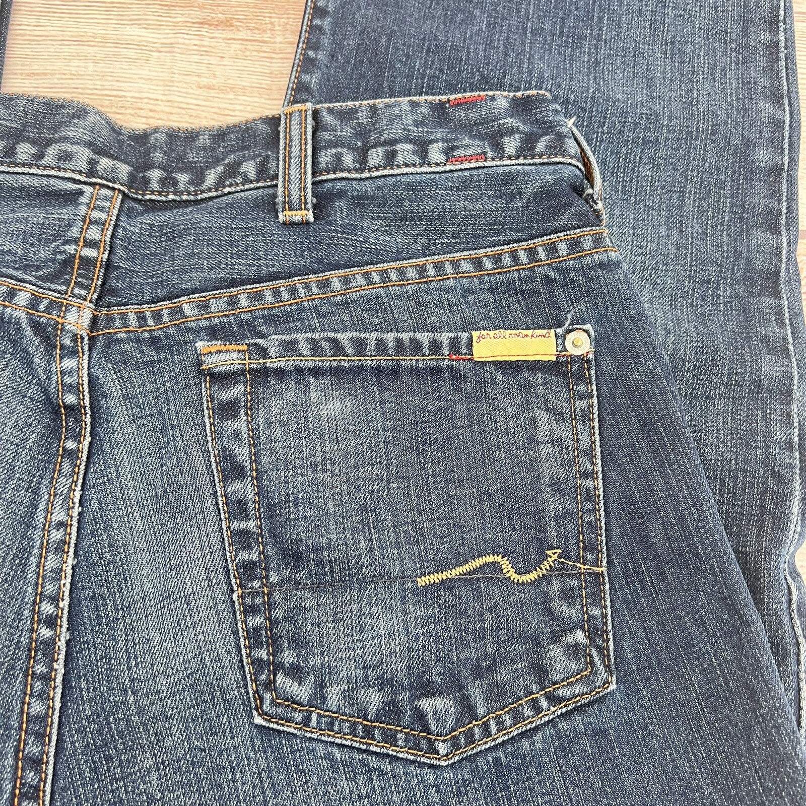 7 For All Mankind STR8 Dark wash Denim Blue Jeans Button Fly Men's Size 30