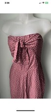 Abercrombie  Fitch Womens Jumpsuit Smocked Sleeveless Tie Front SZ M Polka Dot