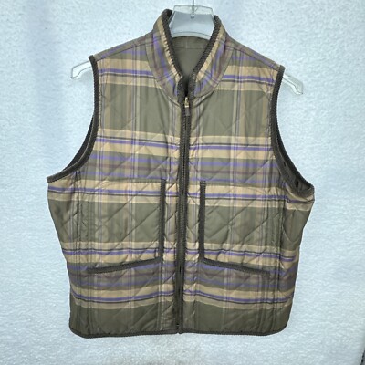 VTG Lauren Ralph Lauren Reversible Utility Vest Womens XL Purple/Brown Quilted