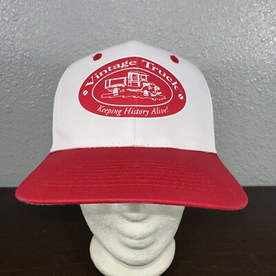 Vintage Truck  Keeping History Alive  Trucker Hat White Red Adjustable Snapback