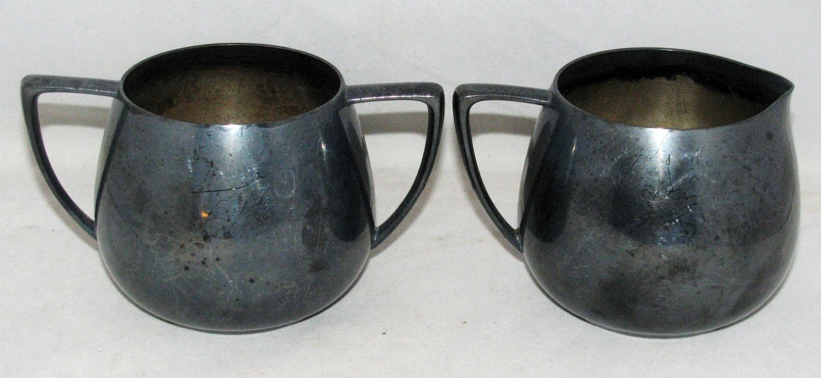 Empire Crafts QUADRUPLE PLATE Silver MidCentury Modern CREAMER & OPEN